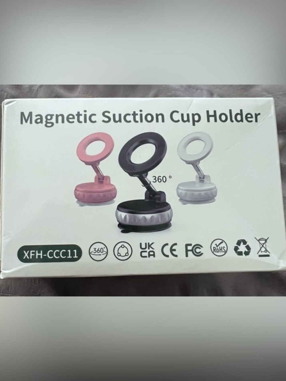 Magnetic suction cup holder TWO COME IN BOX both color black new in box
